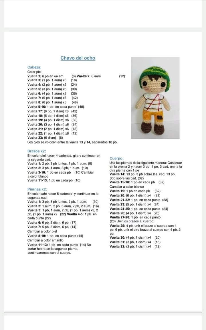 Patrón de Amigurumi: Personajes del Chavo del Ocho con Instrucciones Detalladas