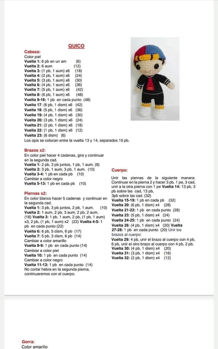 Patrón de Amigurumi: Personajes del Chavo del Ocho con Instrucciones Detalladas