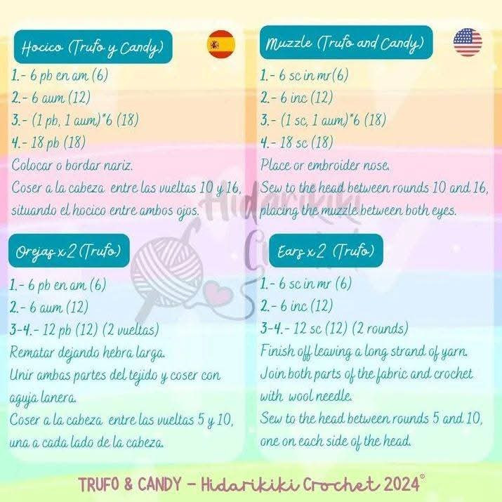 Patrón de amigurumi: Trufa el oso y Candy el conejo adorables