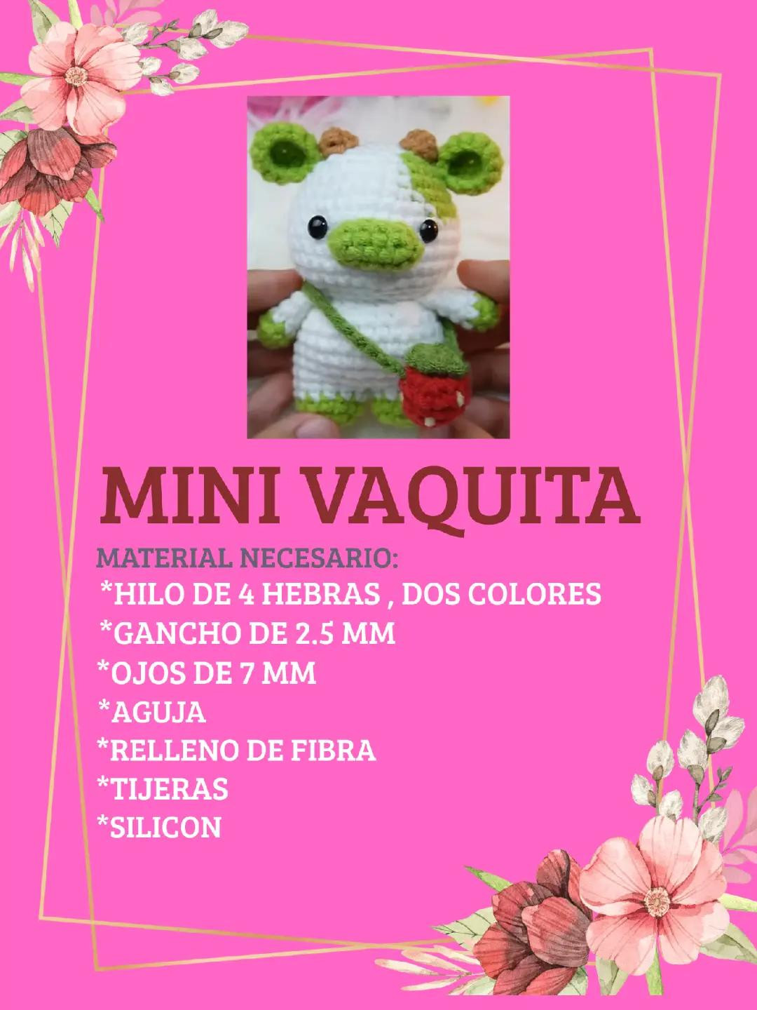 Patrón de amigurumi: Vaca miniatura con bolso rojo