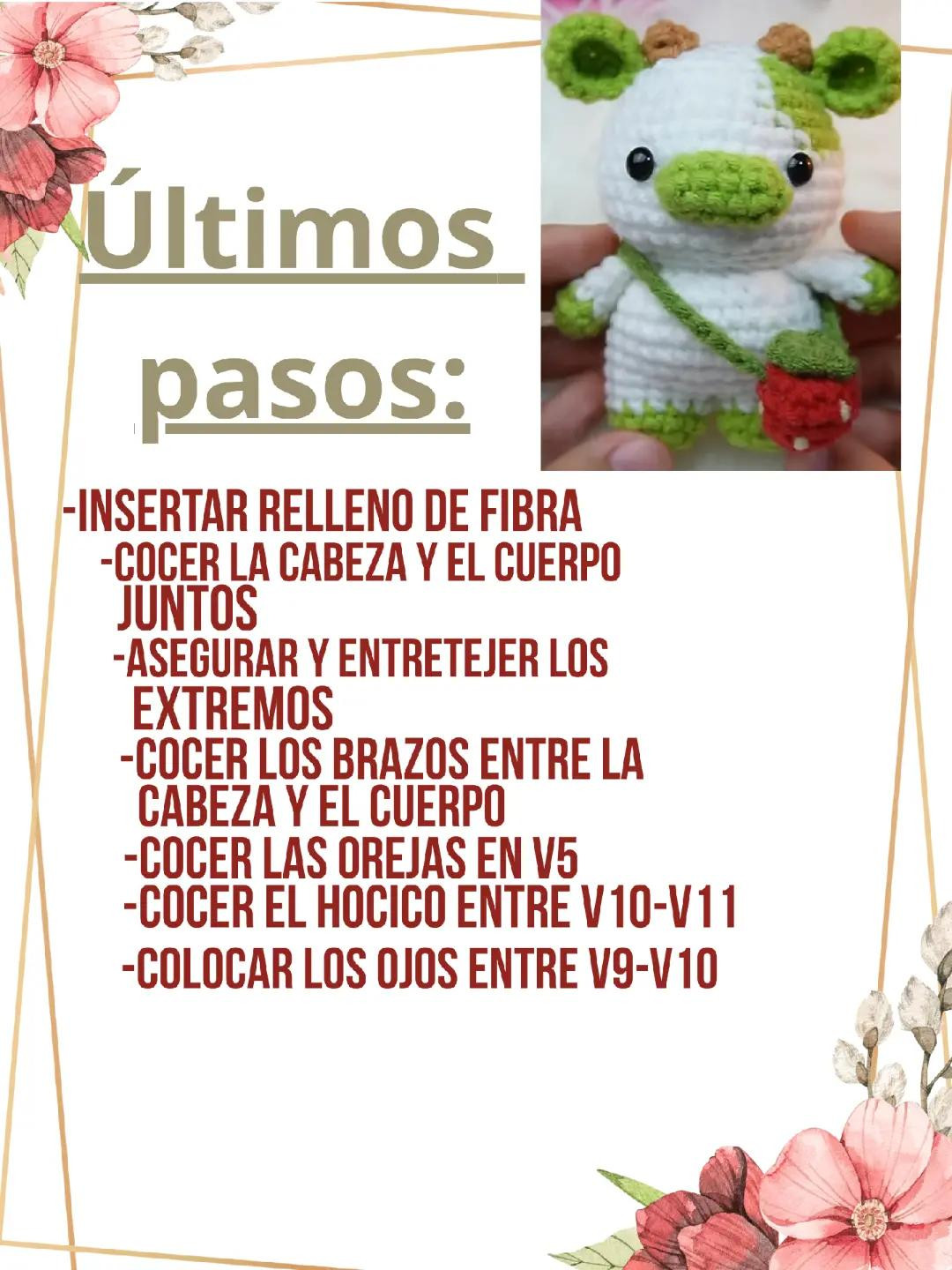 Patrón de amigurumi: Vaca miniatura con bolso rojo