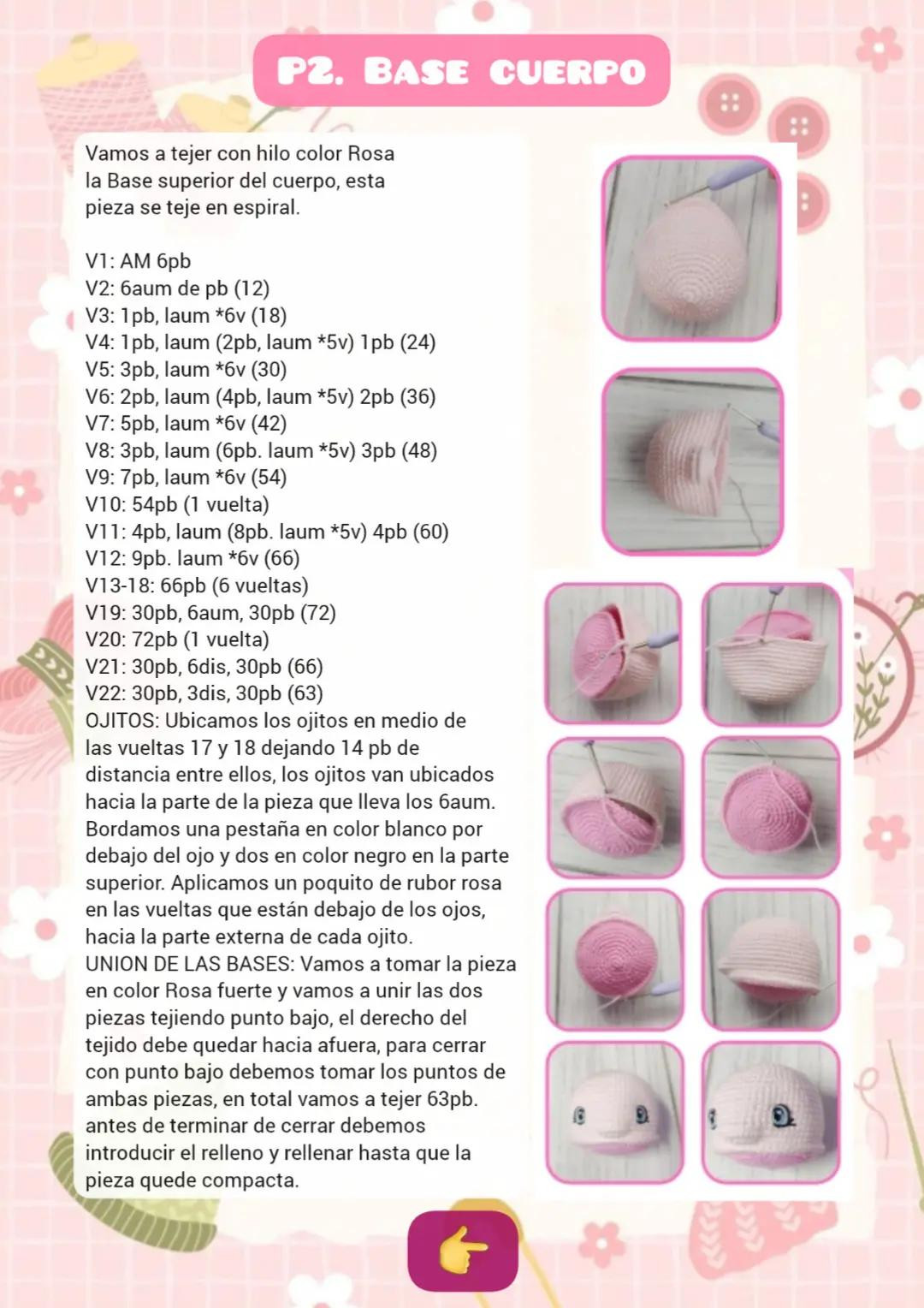 Patrón de ballena rosa adorable para crochet gratuito