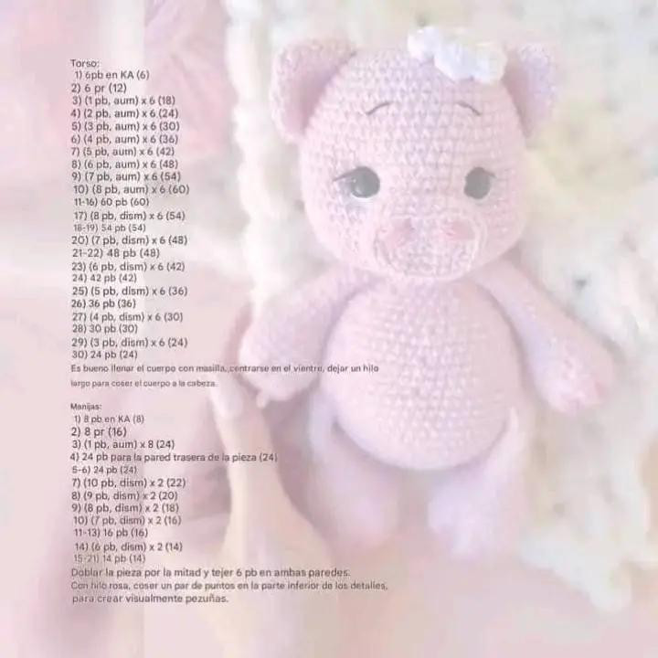 Patrón de cerdito amigurumi adorable y fácil de seguir, completamente gratis.
