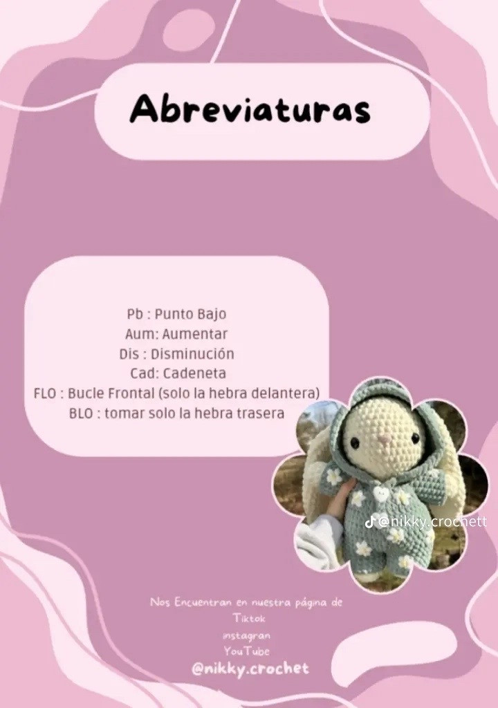 Patrón de conejita en pijama con materiales detallados