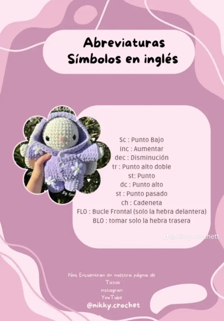 Patrón de conejita en pijama con materiales detallados