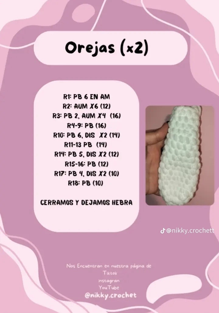 Patrón de conejita en pijama con materiales detallados