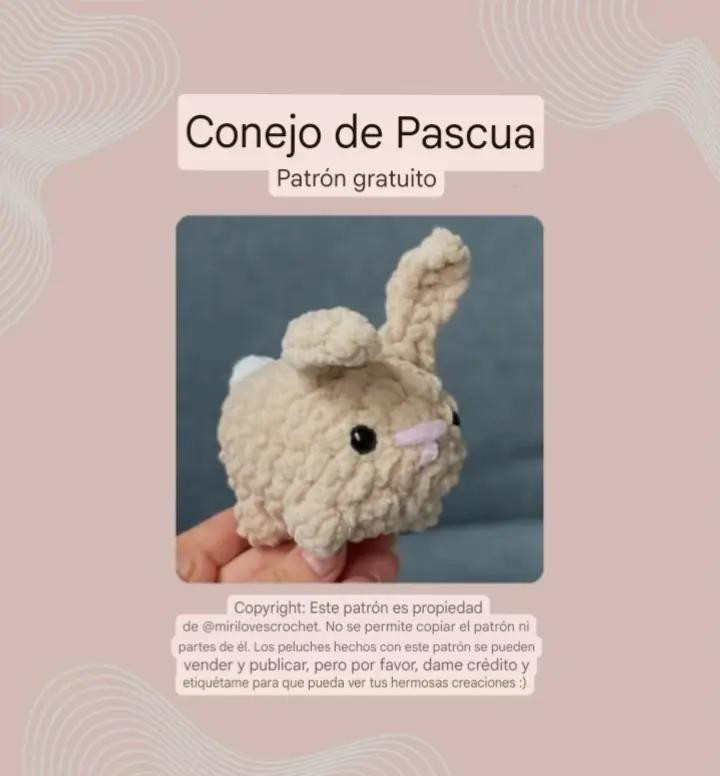 Patrón de conejito de Pascua sin costura, instrucciones detalladas para principiantes.