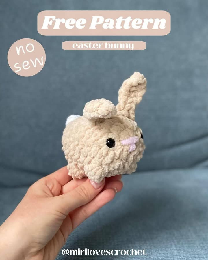 Patrón de conejito de Pascua sin costura, instrucciones detalladas para principiantes.