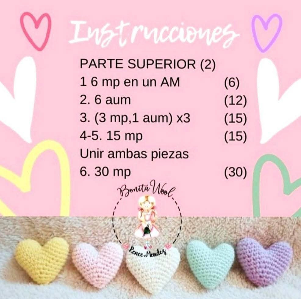 Patrón de corazones tejidos a crochet, descarga gratuita y fácil de seguir