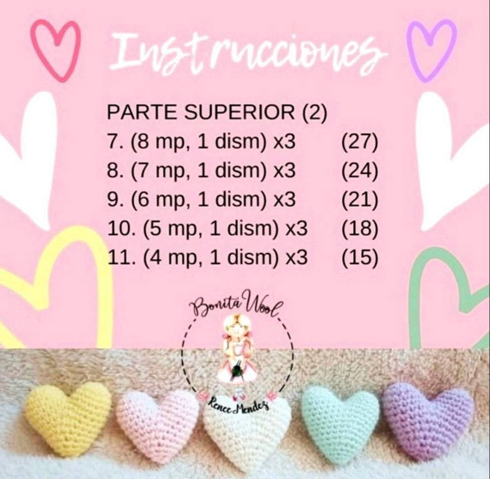 Patrón de corazones tejidos a crochet, descarga gratuita y fácil de seguir