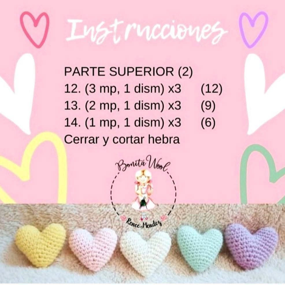 Patrón de corazones tejidos a crochet, descarga gratuita y fácil de seguir