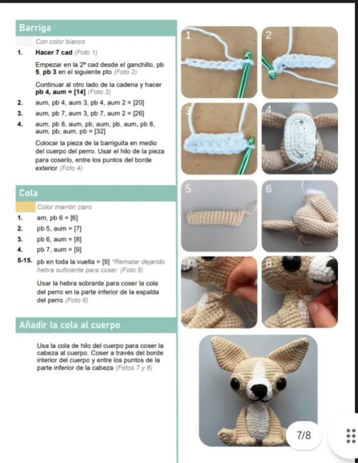 Patrón de crochet amigurumi para crear un perro chihuahua adorable