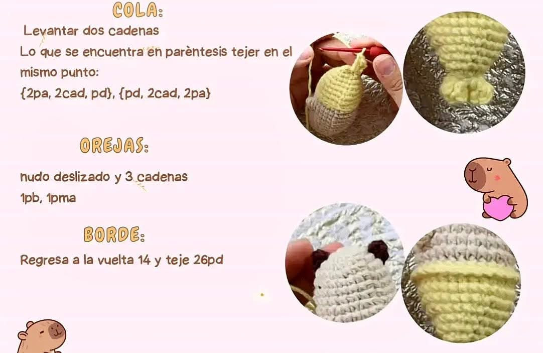 Patrón de crochet: Capibara sirena adorable para principiantes