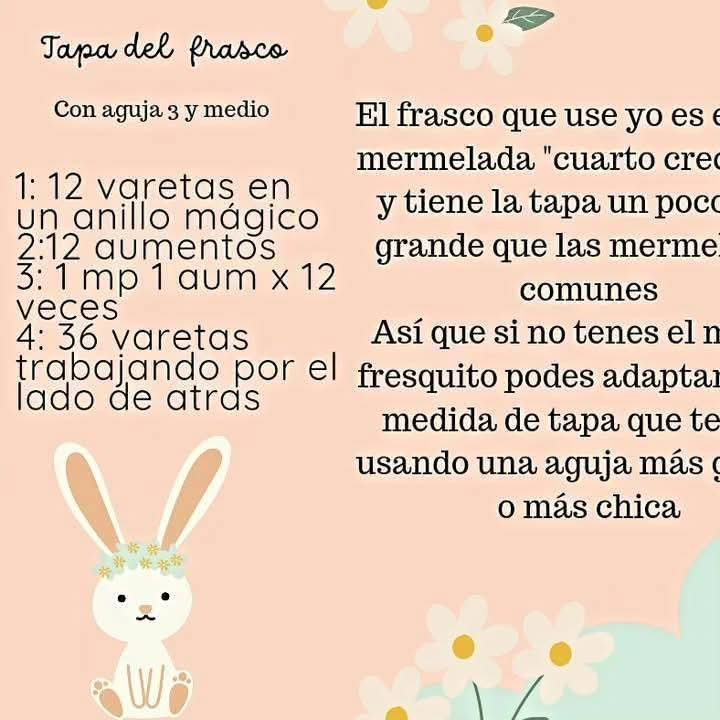 Patrón de crochet: Conejitos adorables para tapas de frascos