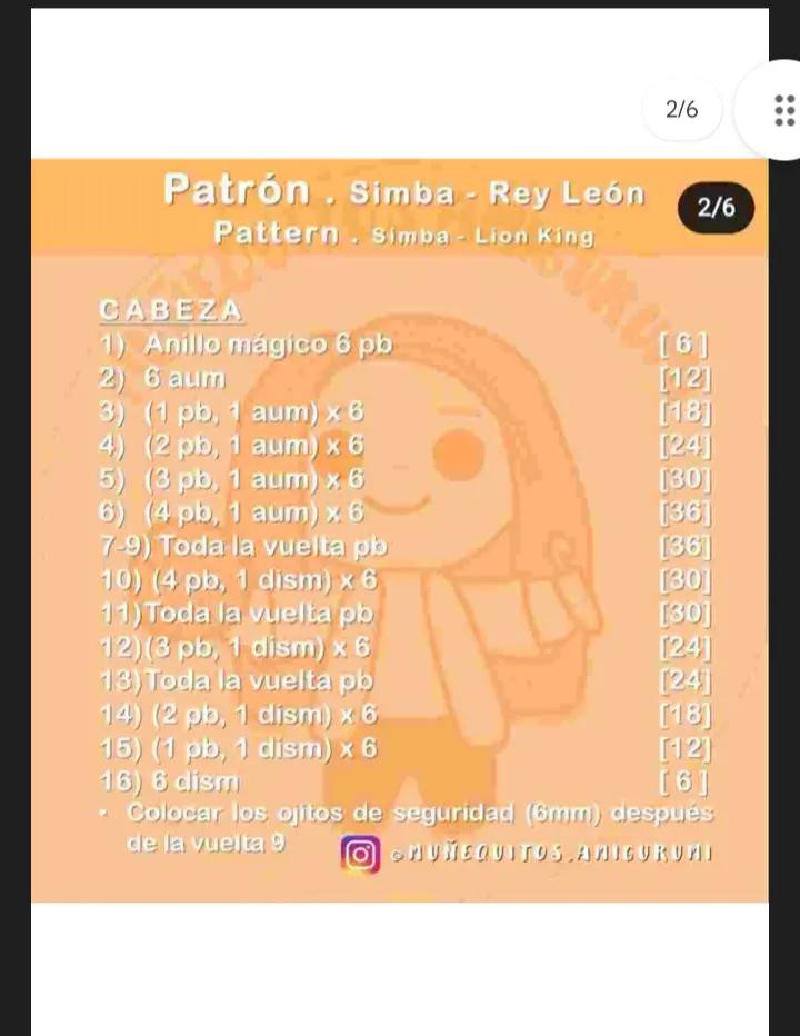 Patrón de crochet: Crea tu propio Simba de El Rey León