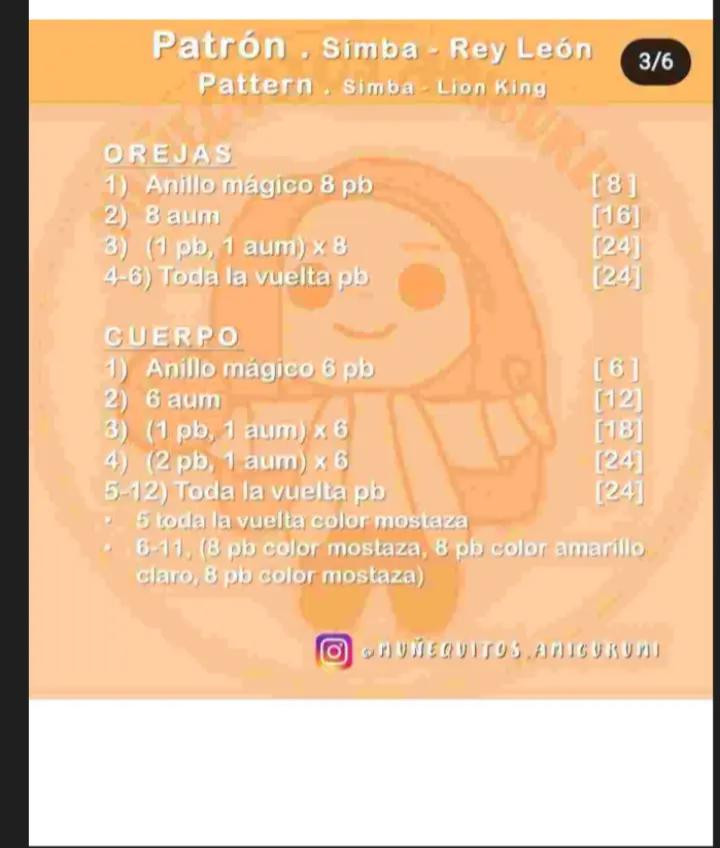 Patrón de crochet: Crea tu propio Simba de El Rey León