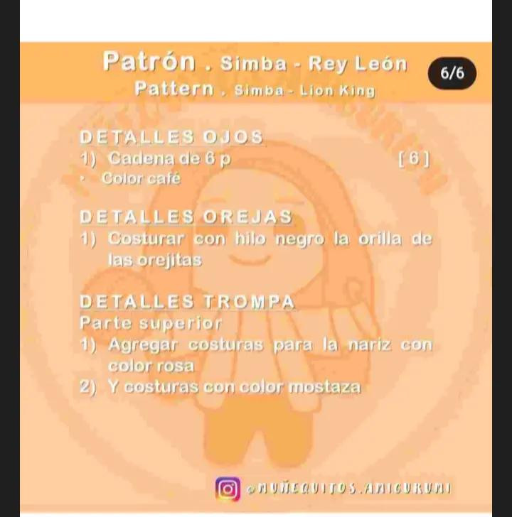 Patrón de crochet: Crea tu propio Simba de El Rey León
