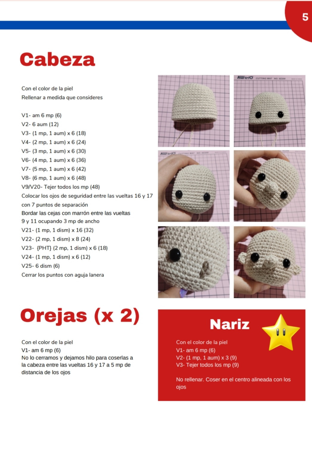 Patrón de crochet de Mario en amigurumi para principiantes