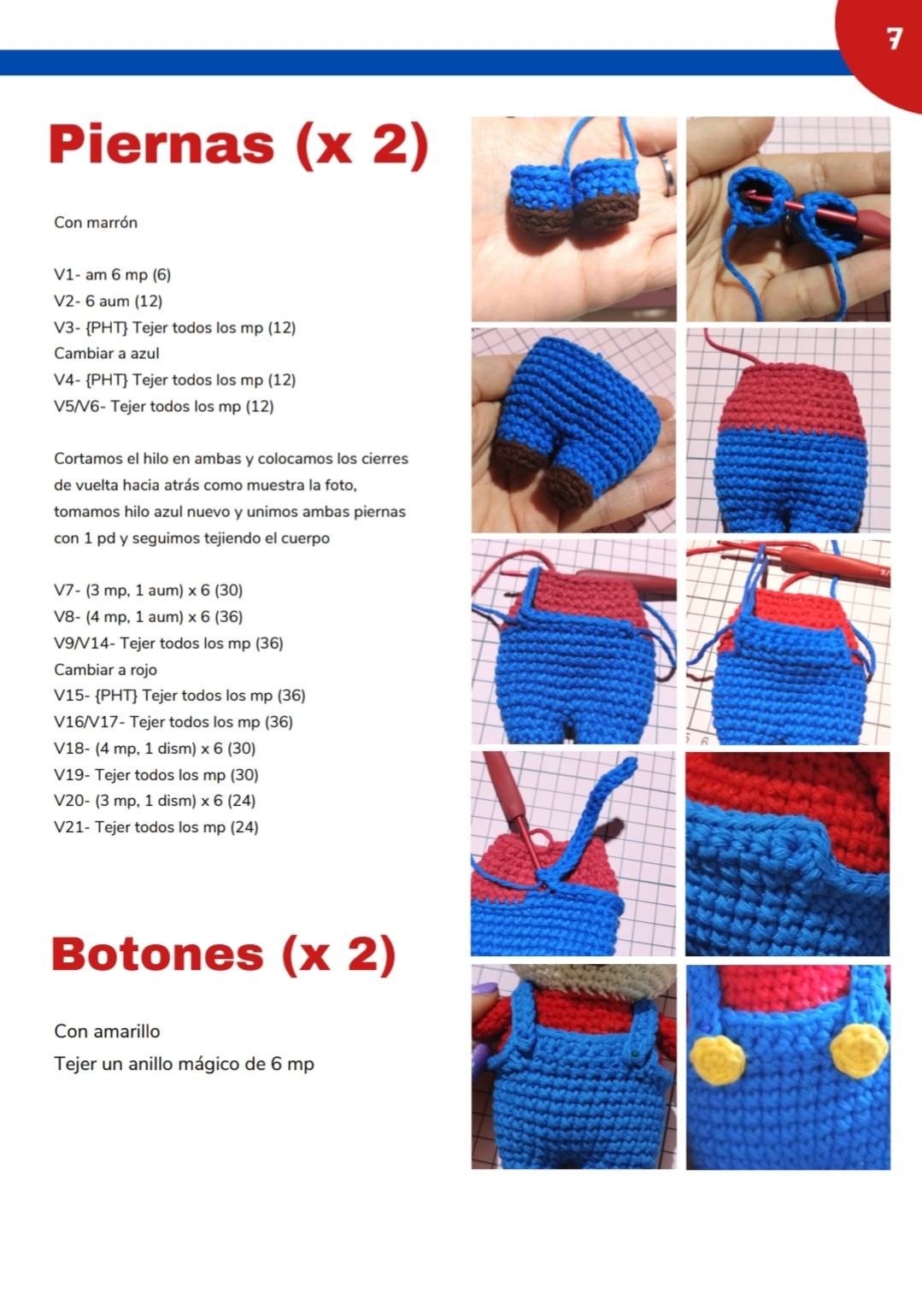 Patrón de crochet de Mario en amigurumi para principiantes