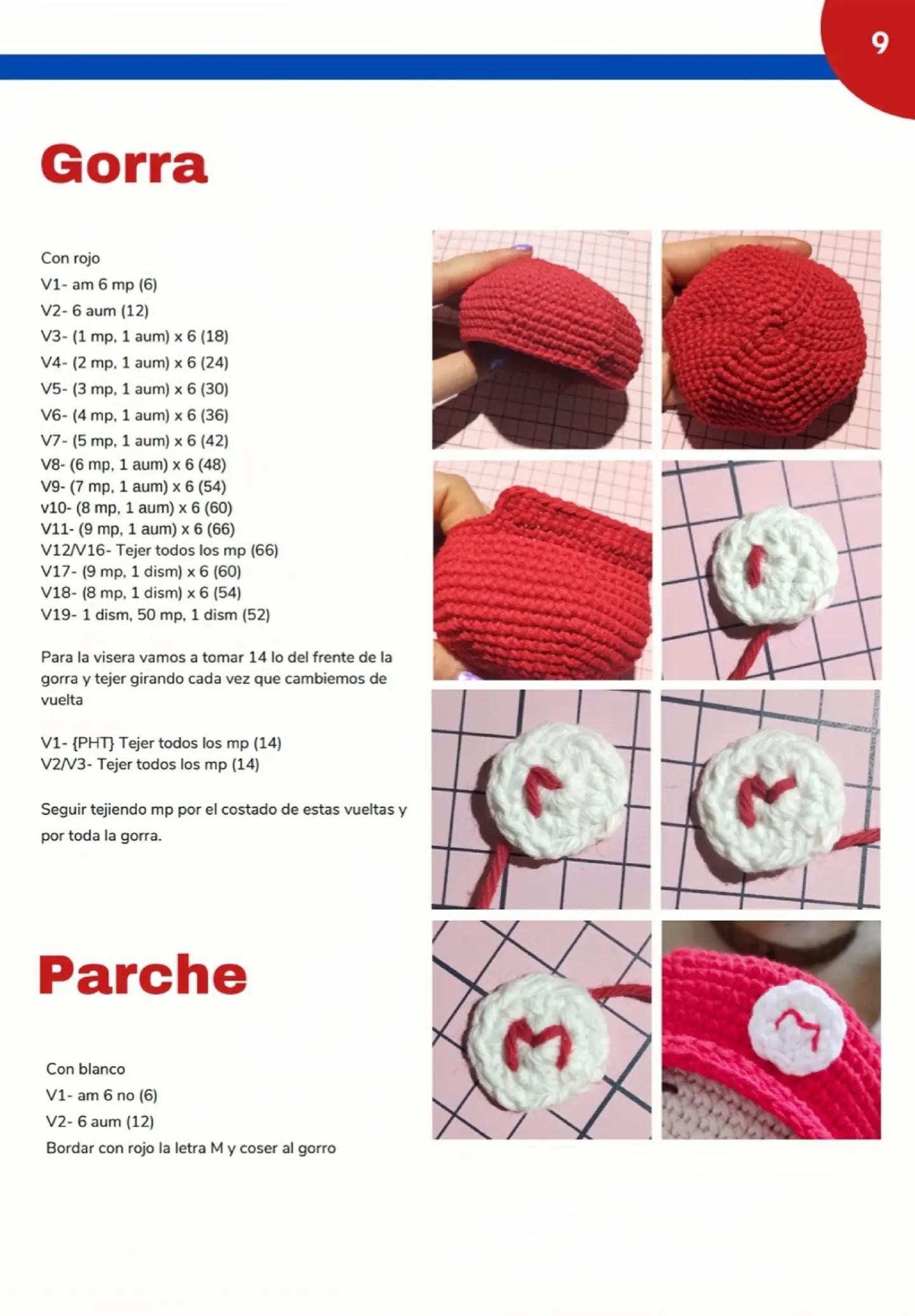 Patrón de crochet de Mario en amigurumi para principiantes