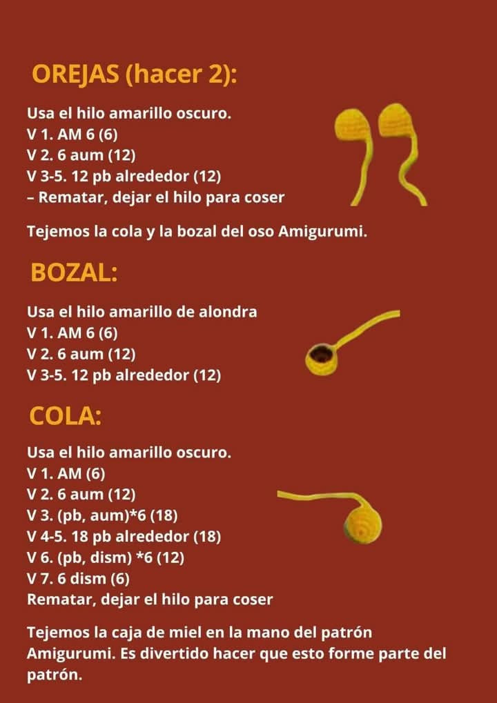 Patrón de crochet de osito con tarro de miel en la mano