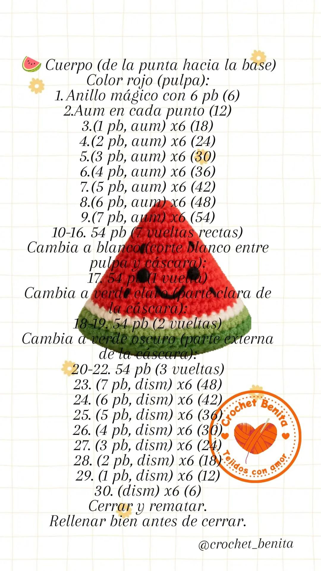 Patrón de crochet de sandía adorable para principiantes y expertos