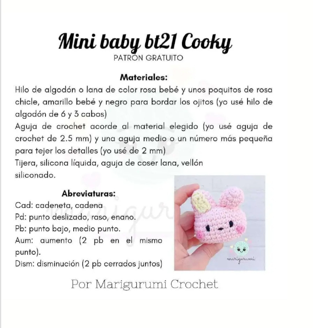 Patrón de crochet de un adorable conejo rosado amigurumi