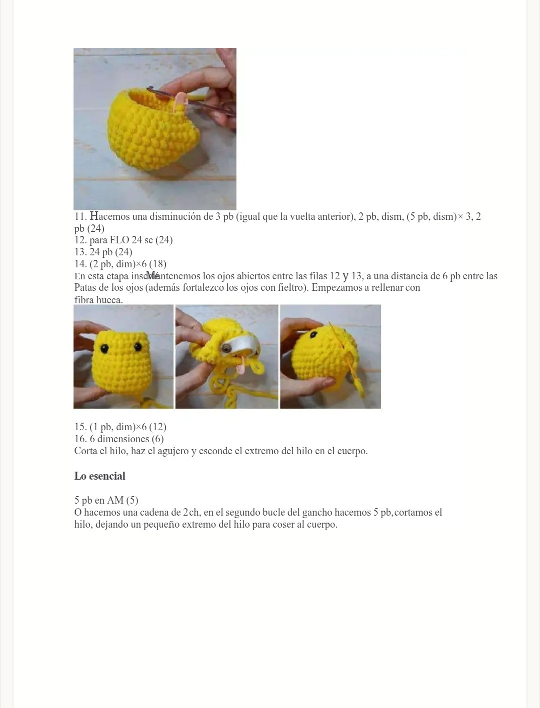 Patrón de crochet gratis para amigurumi de pollito adorable