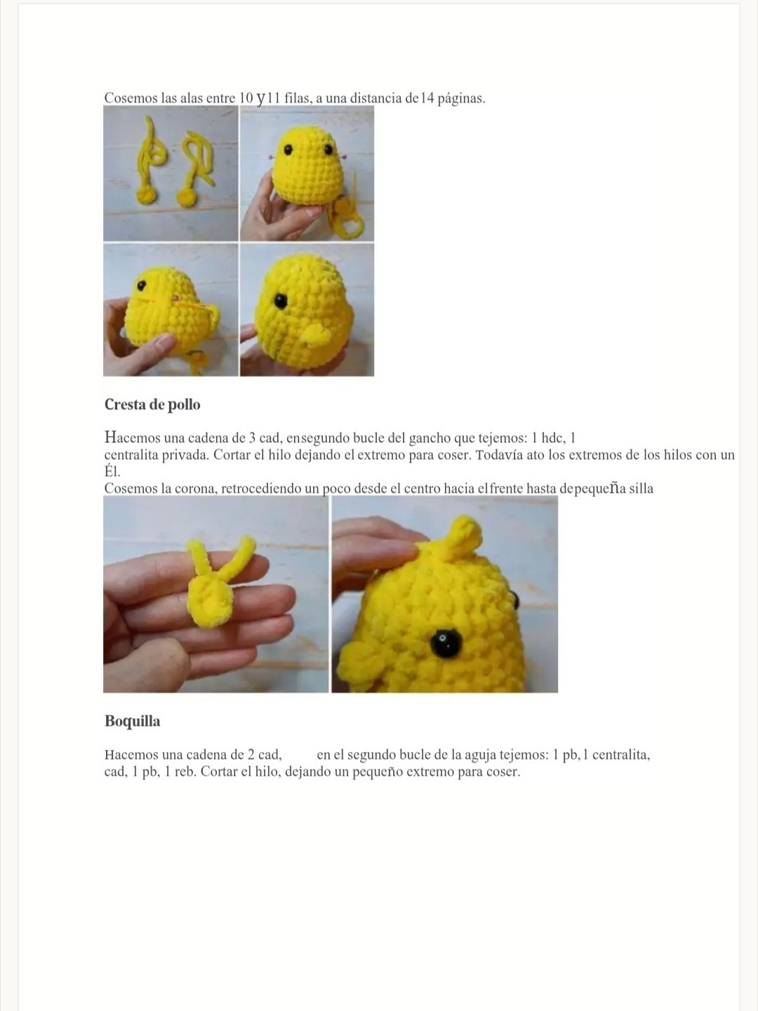 Patrón de crochet gratis para amigurumi de pollito adorable