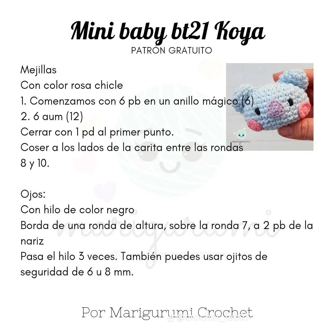 Patrón de crochet gratis para hacer un mini Koya de BT21