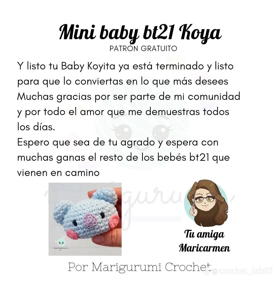 Patrón de crochet gratis para hacer un mini Koya de BT21
