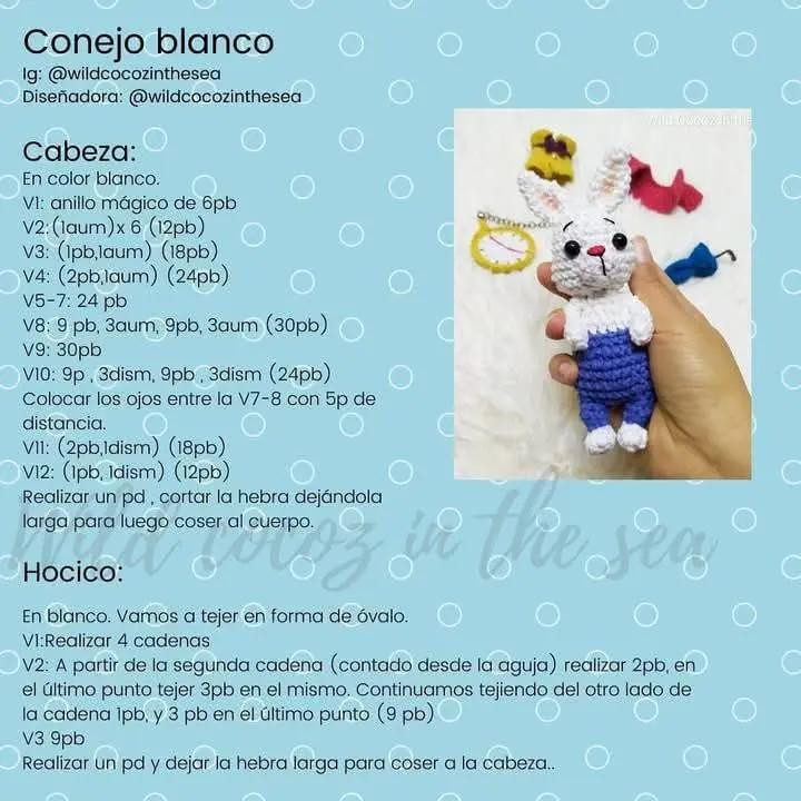 Patrón de crochet gratis para un conejo blanco elegante
