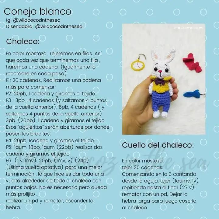 Patrón de crochet gratis para un conejo blanco elegante