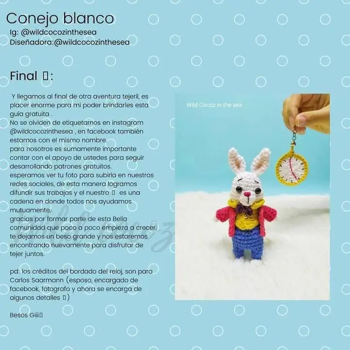 Patrón de crochet gratis para un conejo blanco elegante