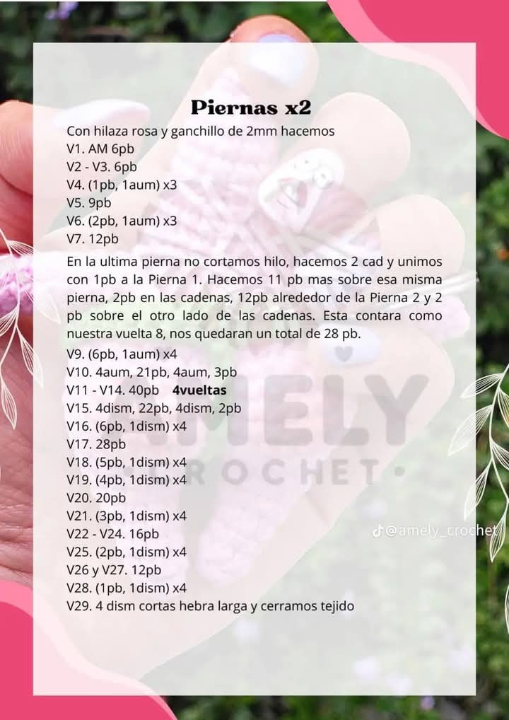 Patrón de crochet gratuito de personaje rosa divertido.