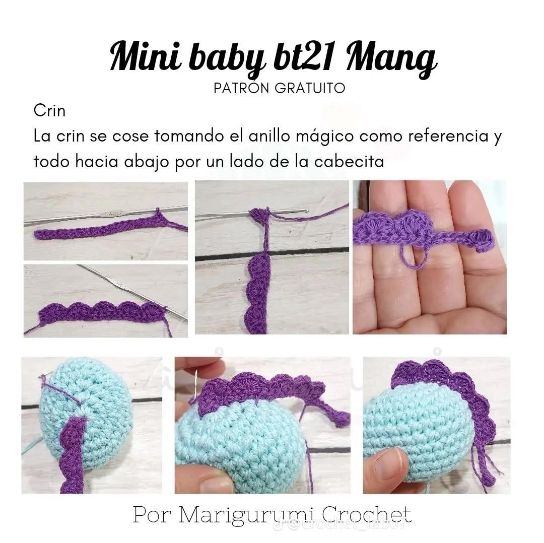 Patrón de crochet gratuito para crear Mini Baby BT21 Mang