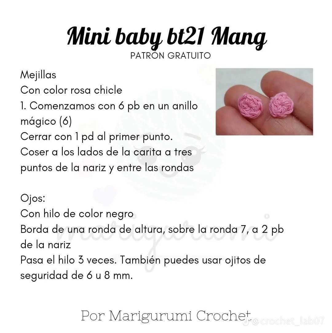 Patrón de crochet gratuito para crear Mini Baby BT21 Mang