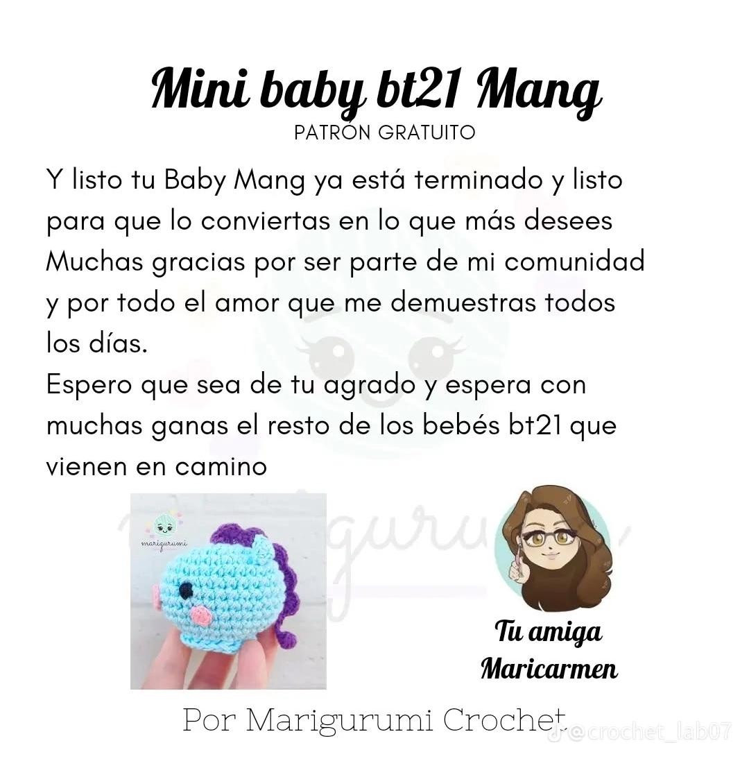 Patrón de crochet gratuito para crear Mini Baby BT21 Mang