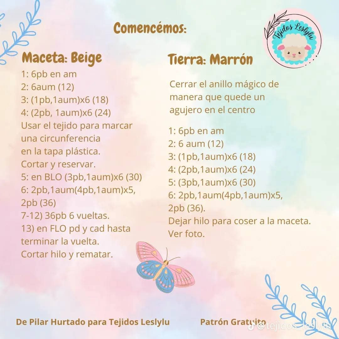 Patrón de crochet gratuito para crear mini macetas de rosas coloridas
