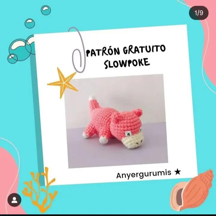 Patrón de crochet gratuito para crear un adorable Slowpoke