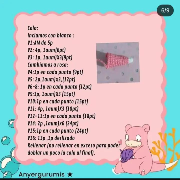 Patrón de crochet gratuito para crear un adorable Slowpoke