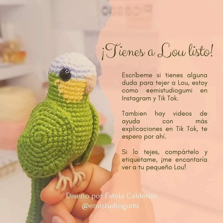 Patrón de crochet gratuito para crear un loro amigurumi encantador