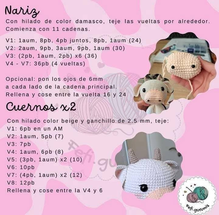 Patrón de crochet gratuito para crear una adorable vaquita de juguete.