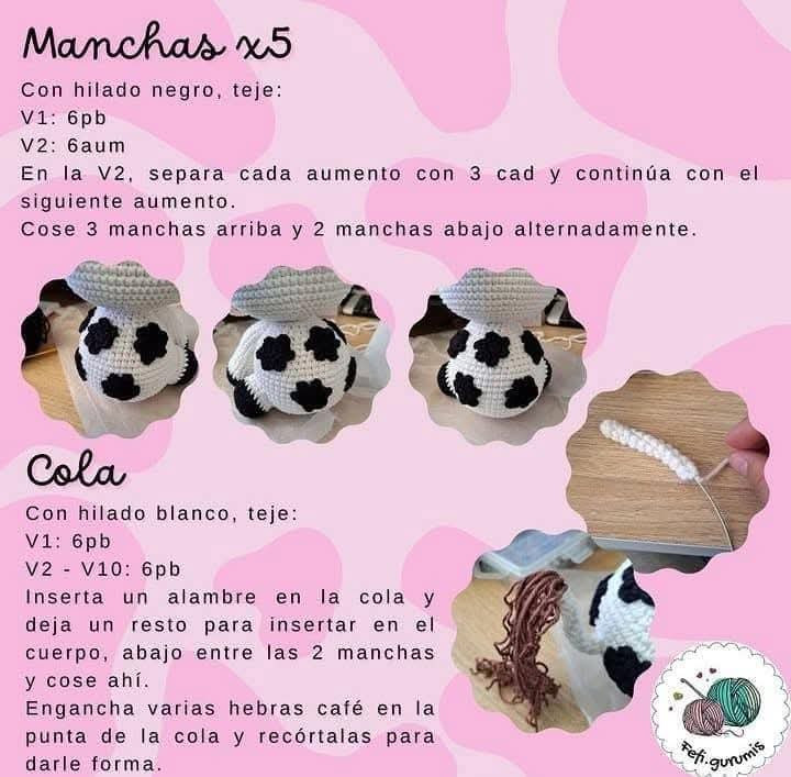 Patrón de crochet gratuito para crear una adorable vaquita de juguete.