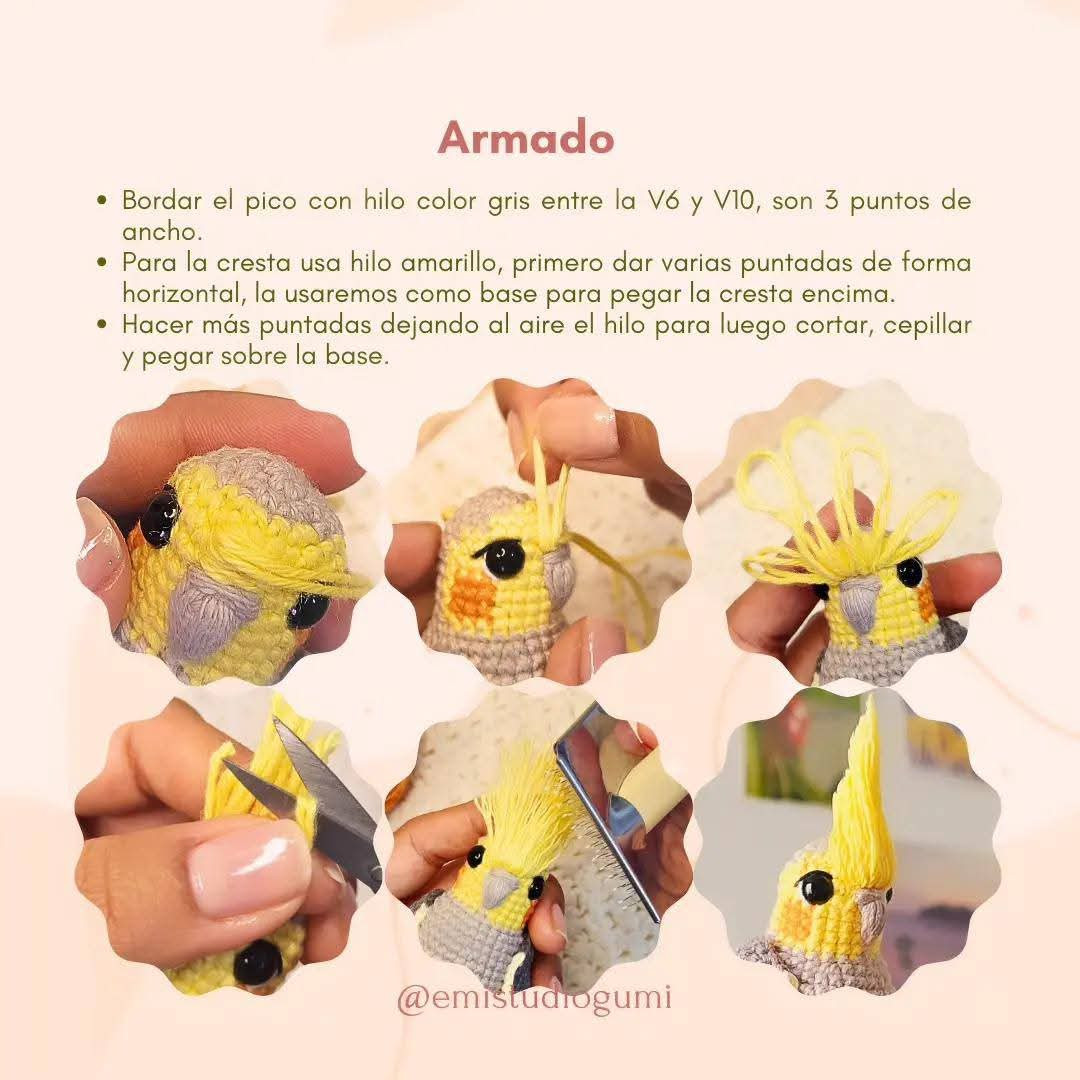 Patrón de crochet gratuito para crear una cacatúa realista