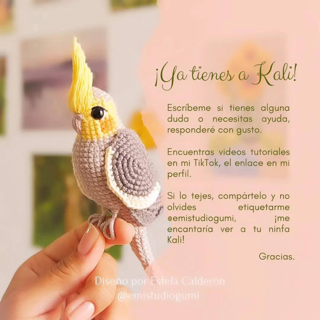 Patrón de crochet gratuito para crear una cacatúa realista