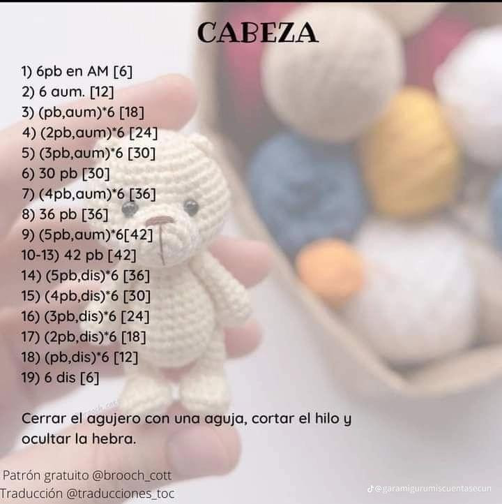 Patrón de crochet gratuito para hacer un adorable osito amigurumi.