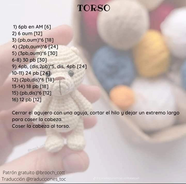 Patrón de crochet gratuito para hacer un adorable osito amigurumi.