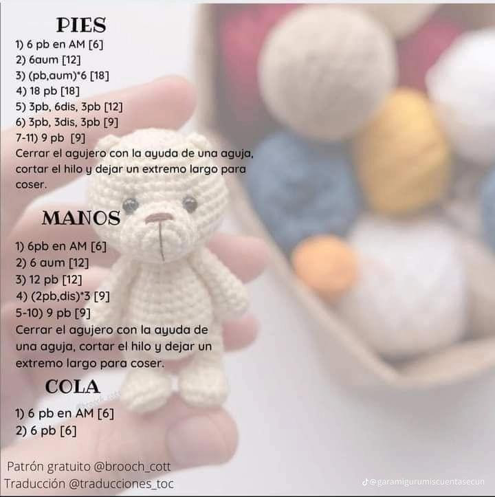 Patrón de crochet gratuito para hacer un adorable osito amigurumi.