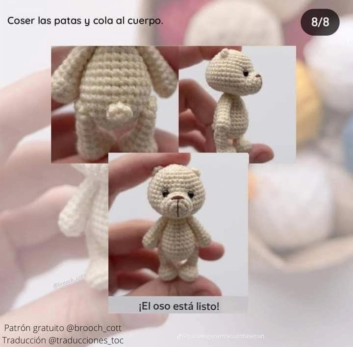 Patrón de crochet gratuito para hacer un adorable osito amigurumi.